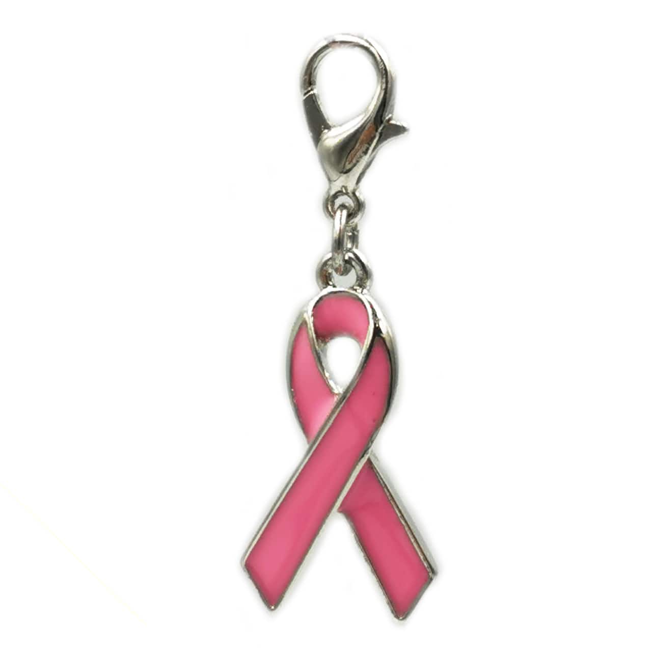 12 Pack: Charmalong™ Pink & Rhodium Ribbon Charm by Bead Landing™